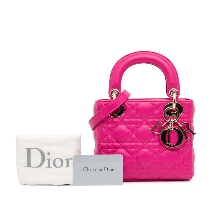 Mini Lambskin Cannage Lady Dior Pink - Gaby Paris