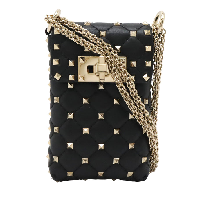 Valentino Cuir d'agneau Rockstud Spike Phone Étui Sac porté croisé