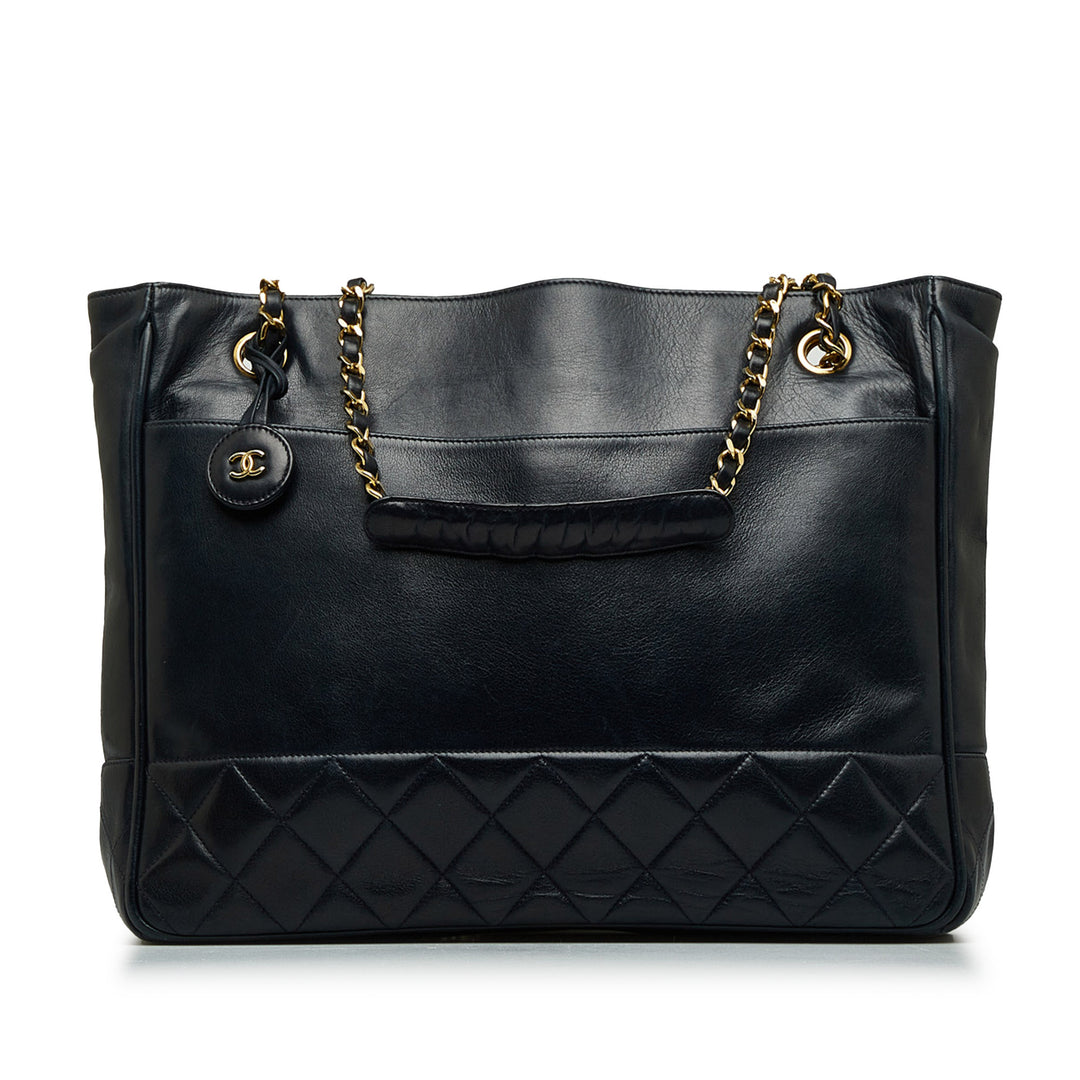 Quilted Lambskin Tote Bag Black - Gaby Paris