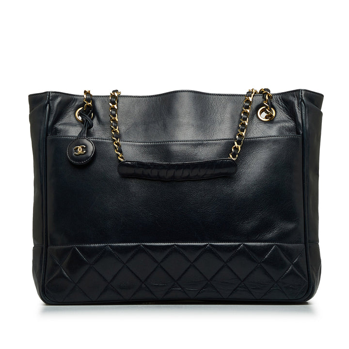 Quilted Lambskin Tote Bag Black - Gaby Paris