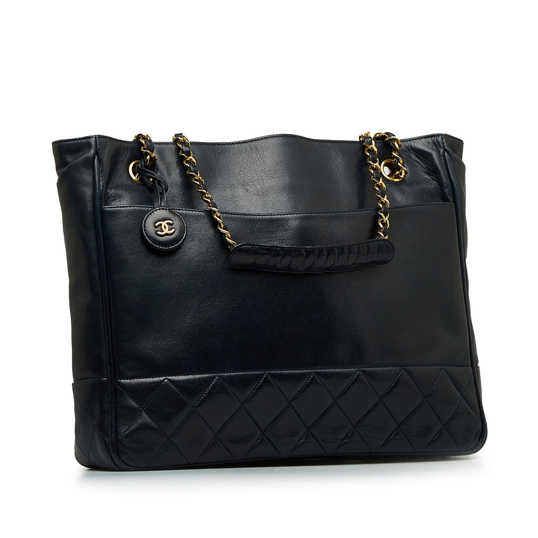 Quilted Lambskin Tote Bag Black - Gaby Paris