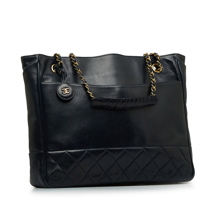 Quilted Lambskin Tote Bag Black - Gaby Paris