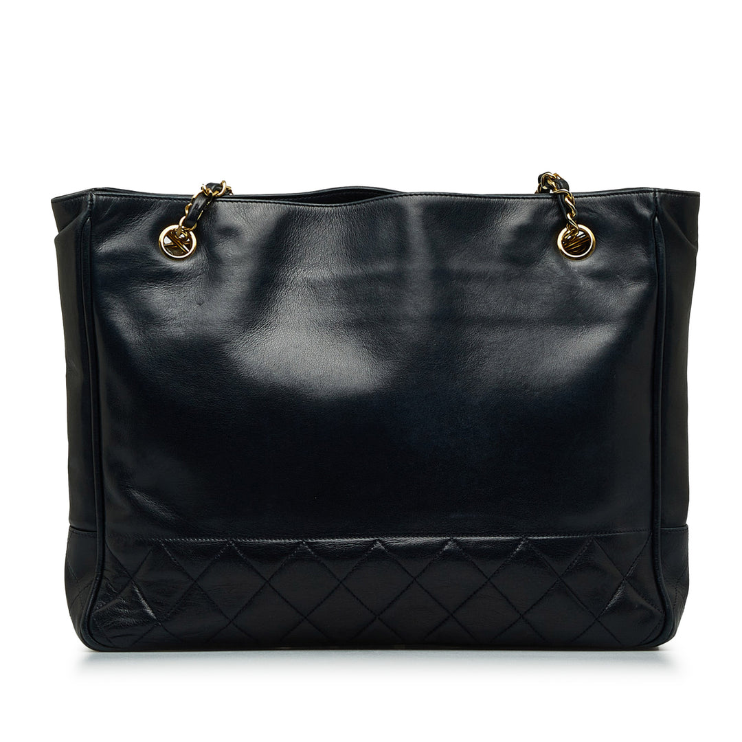 Quilted Lambskin Tote Bag Black - Gaby Paris
