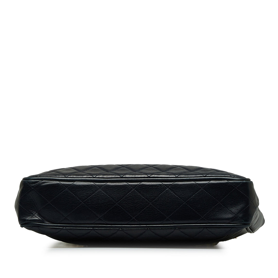Quilted Lambskin Tote Bag Black - Gaby Paris