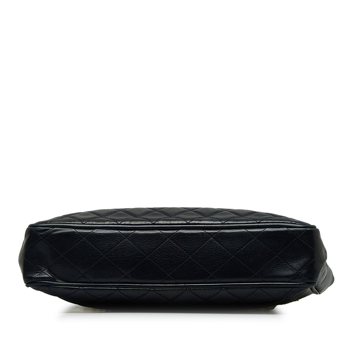 Quilted Lambskin Tote Bag Black - Gaby Paris