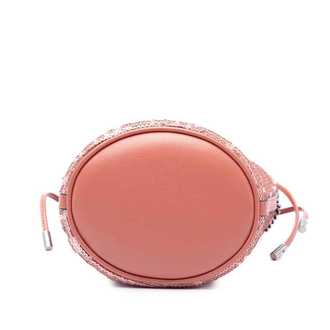 GG Marmont Sequinsed Diagonal Matelasse Sac seau Petit Cuir de veau Rose