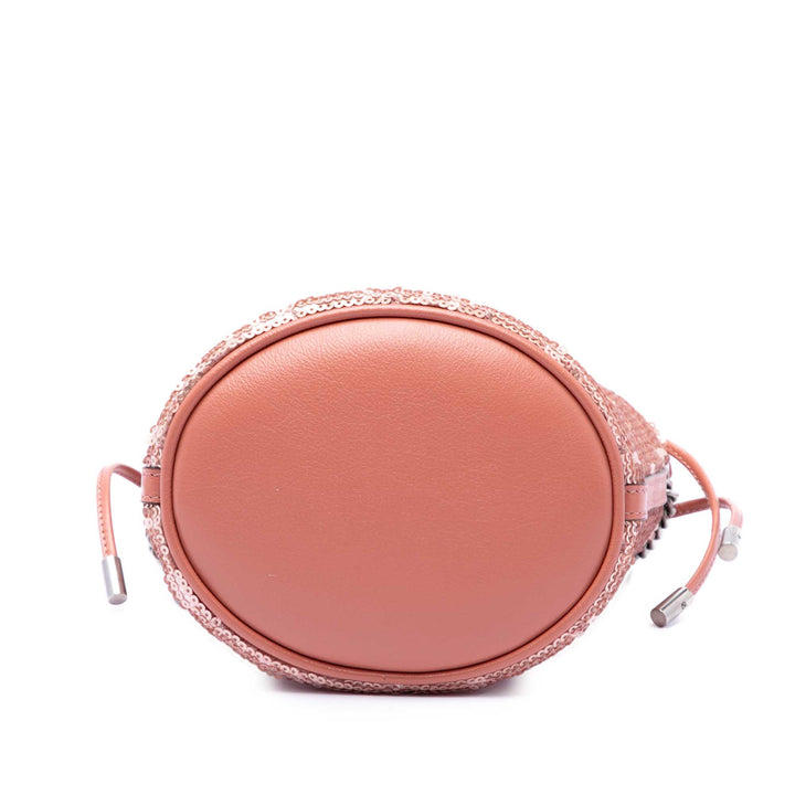 GG Marmont Sequinsed Diagonal Matelasse Sac seau Petit Cuir de veau Rose