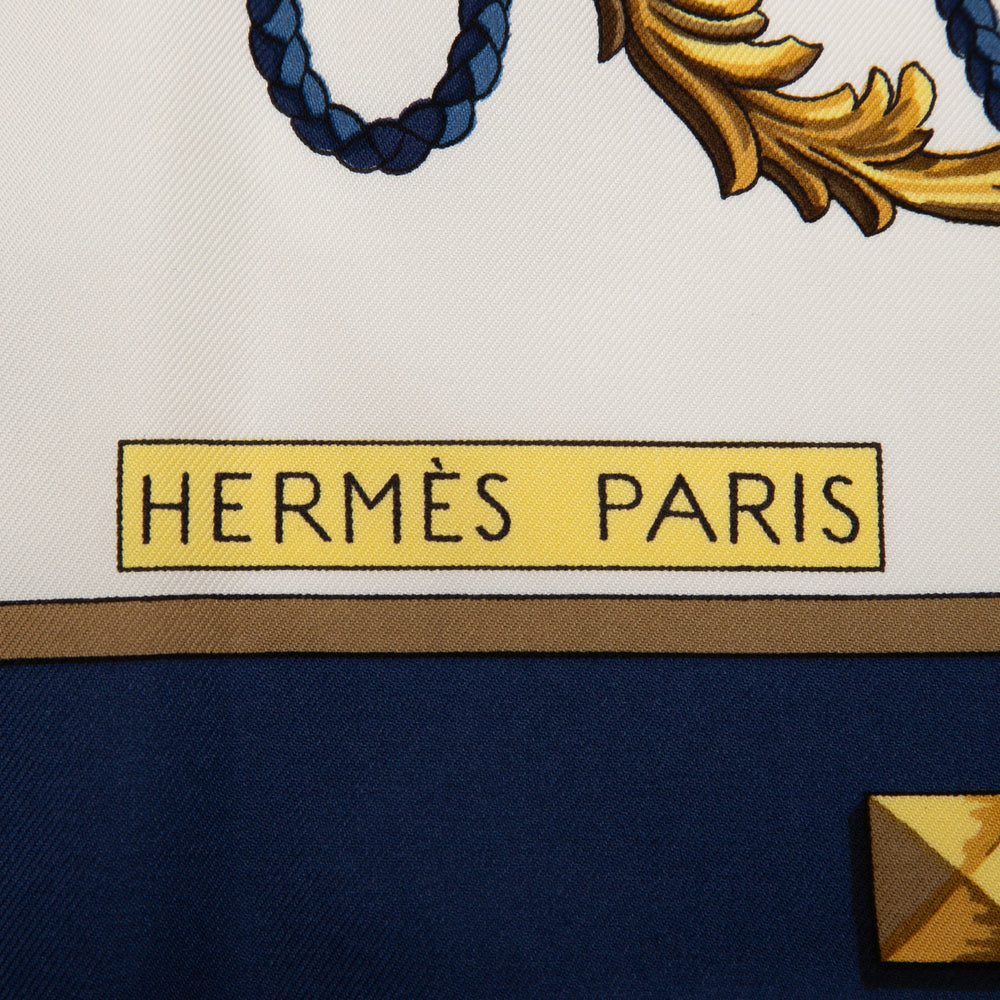 Hermès Les Cles Soie Foulard 90 Blanc – GABY PARIS Authentique