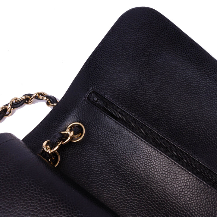 Jumbo Classic Caviar Double Flap Black - Gaby Paris