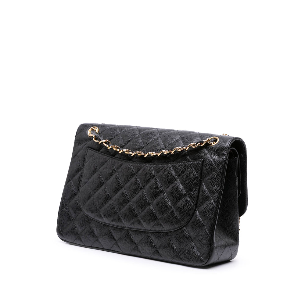 Jumbo Classic Caviar Double Flap Black - Gaby Paris