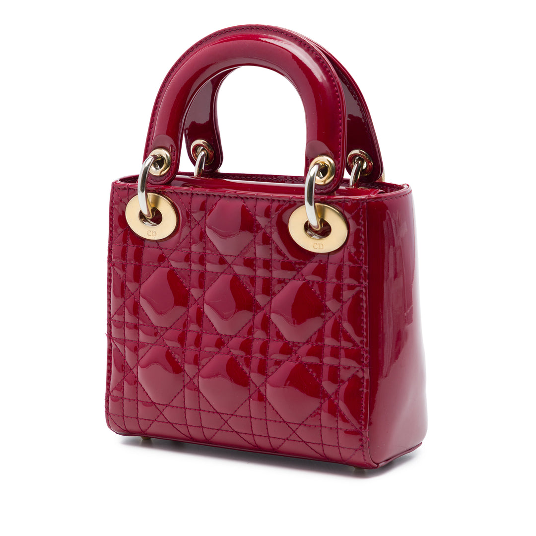 Dior Lady Dior Cannage Mini Rouge – vue 2 – GABY PARIS