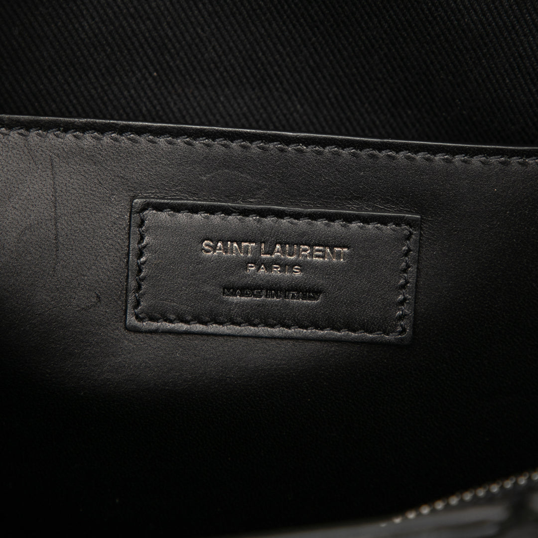 Saint Laurent Small Woven Trimmed Cuir Downtown Cabas Sac cartable Noir – GABY PARIS Authentique