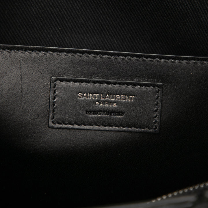 Saint Laurent Small Woven Trimmed Cuir Downtown Cabas Sac cartable Noir – GABY PARIS Authentique