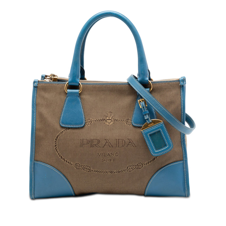 Prada à finitions Canapa Logo Double Zippé Sac Cuir Saffiano