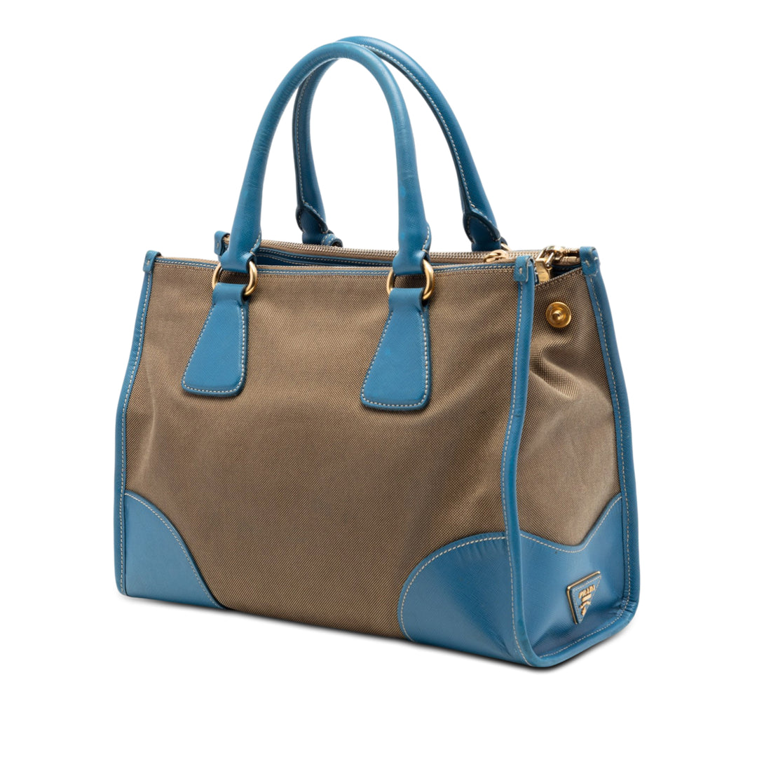 Prada à finitions Canapa Logo Double Zippé Sac Cuir Saffiano