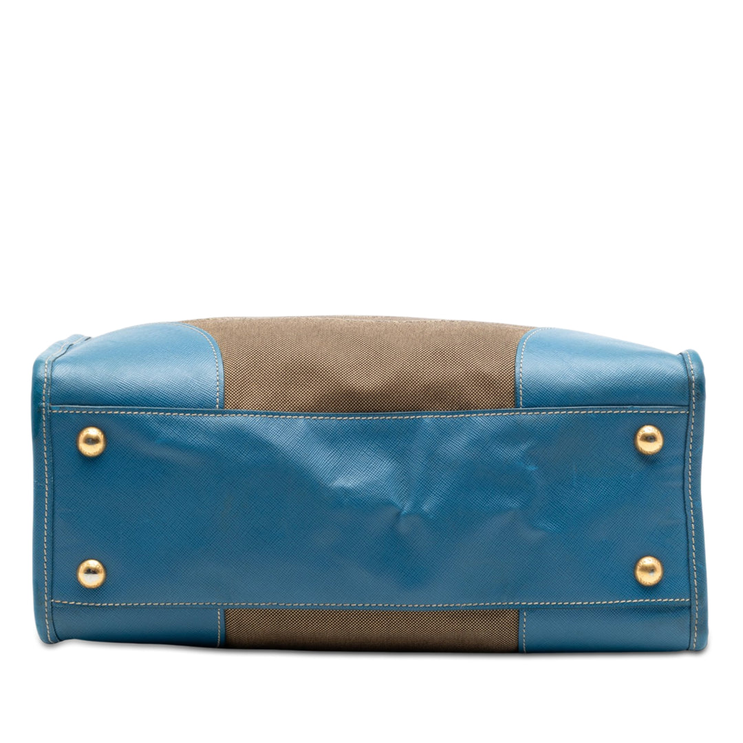 Prada à finitions Canapa Logo Double Zippé Sac Cuir Saffiano