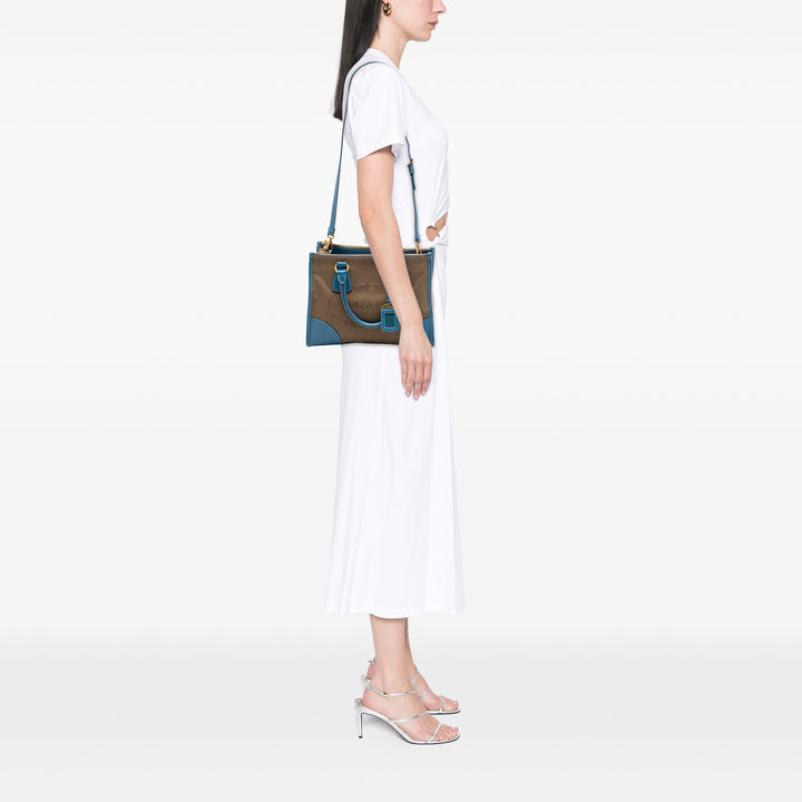 Prada à finitions Canapa Logo Double Zippé Sac Cuir Saffiano
