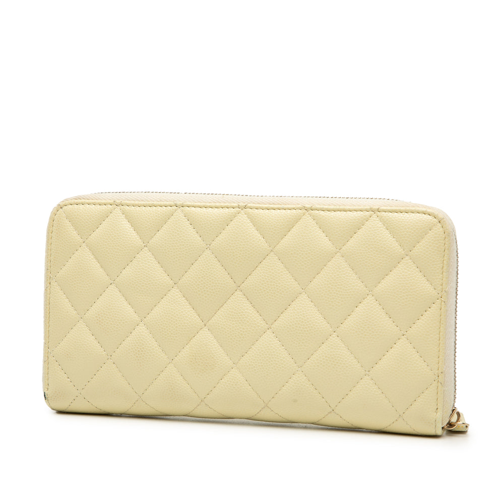 Chanel CC Matelassé Caviar Émail Rhinestone Portefeuille long zippé – GABY PARIS Authentique