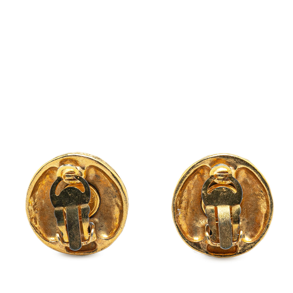 Gold Plated CC Clip On Earrings Gold - Gaby Paris