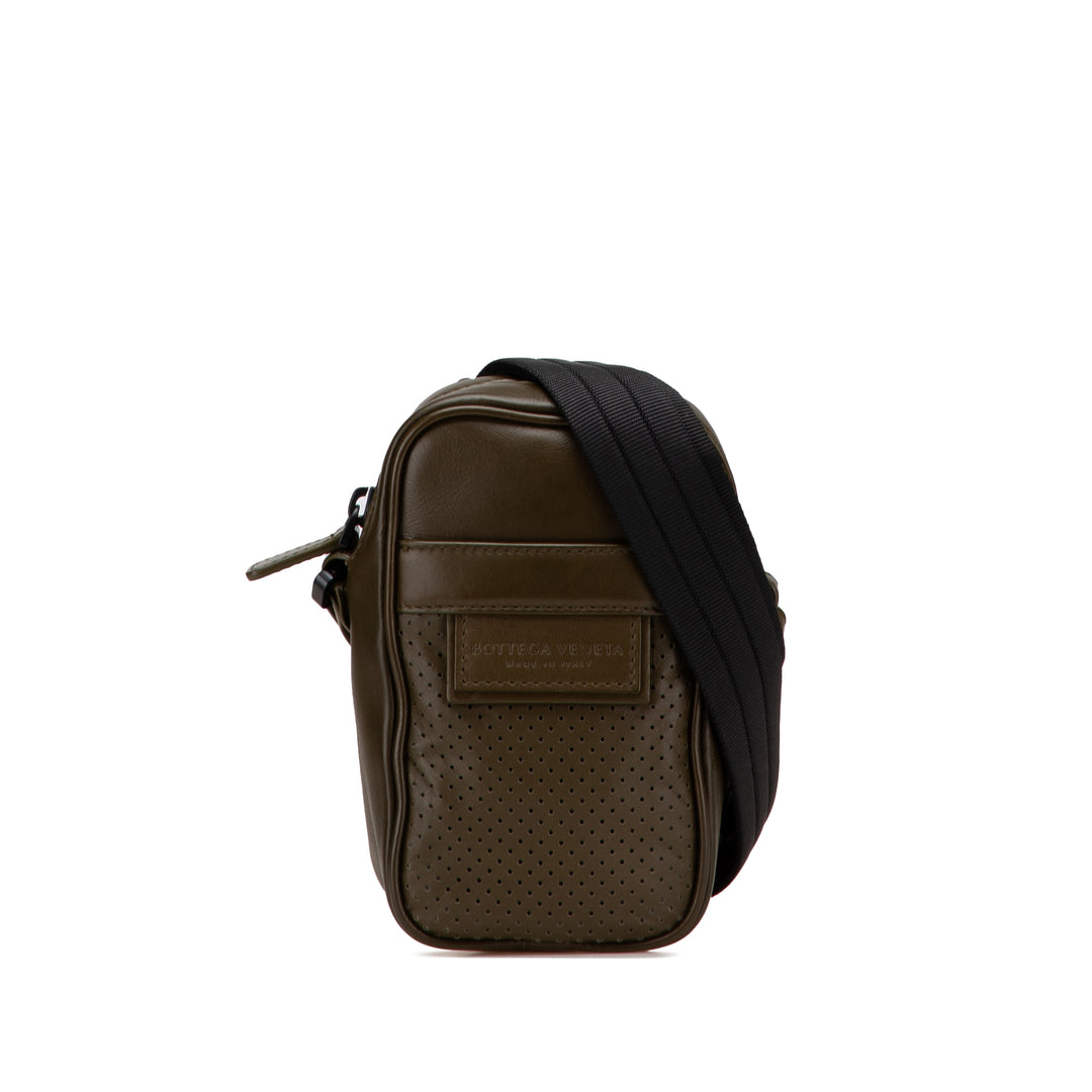 Perforated Calfskin Leggero Crossbody Brown - Gaby Paris
