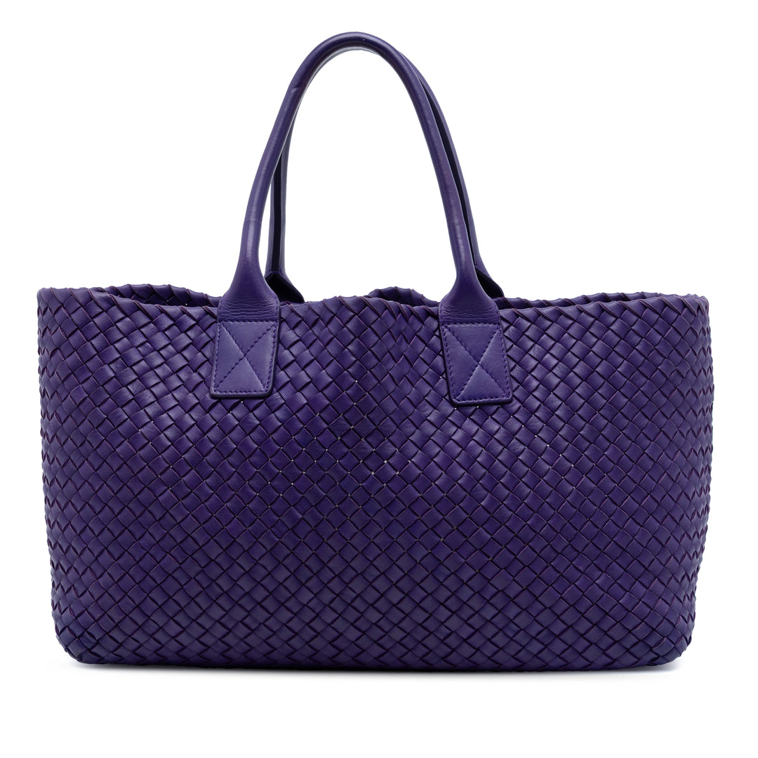 Bottega Veneta Cabas Intreccio Cabat Moyen Cuir d'agneau Violet – vue principale – GABY PARIS