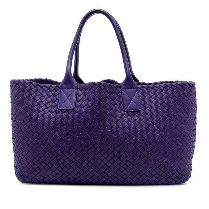 Bottega Veneta Cabas Intreccio Cabat Moyen Cuir d'agneau Violet – vue principale – GABY PARIS