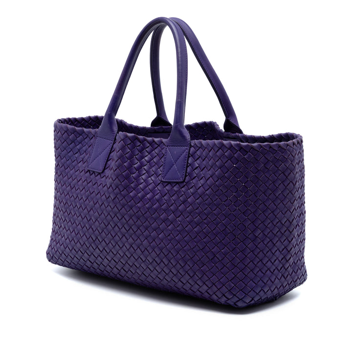 Bottega Veneta Cabas Intreccio Cabat Moyen Cuir d'agneau Violet – vue 2 – GABY PARIS