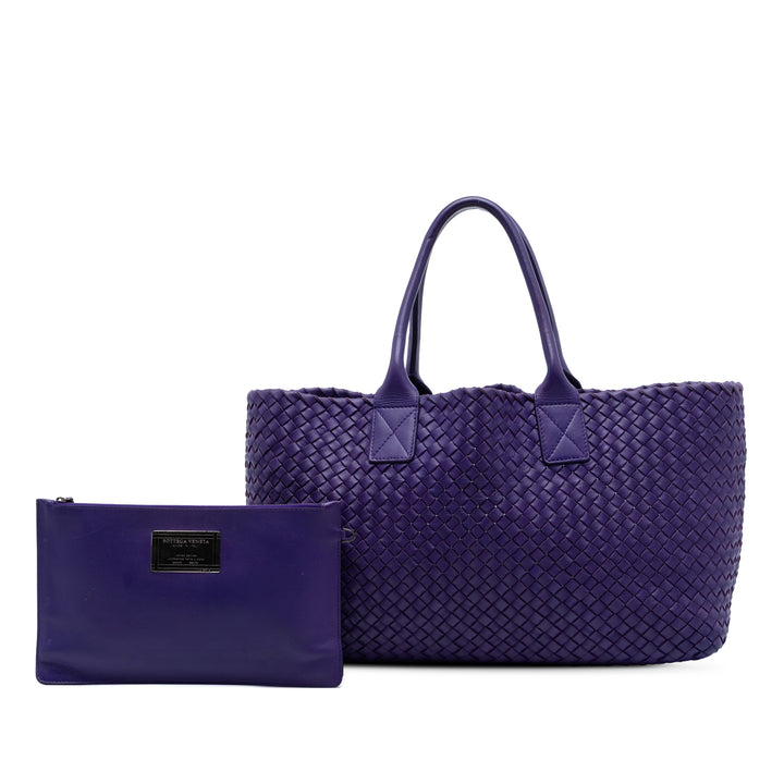 Bottega Veneta Cabas Intreccio Cabat Moyen Cuir d'agneau Violet – vue 8 – GABY PARIS