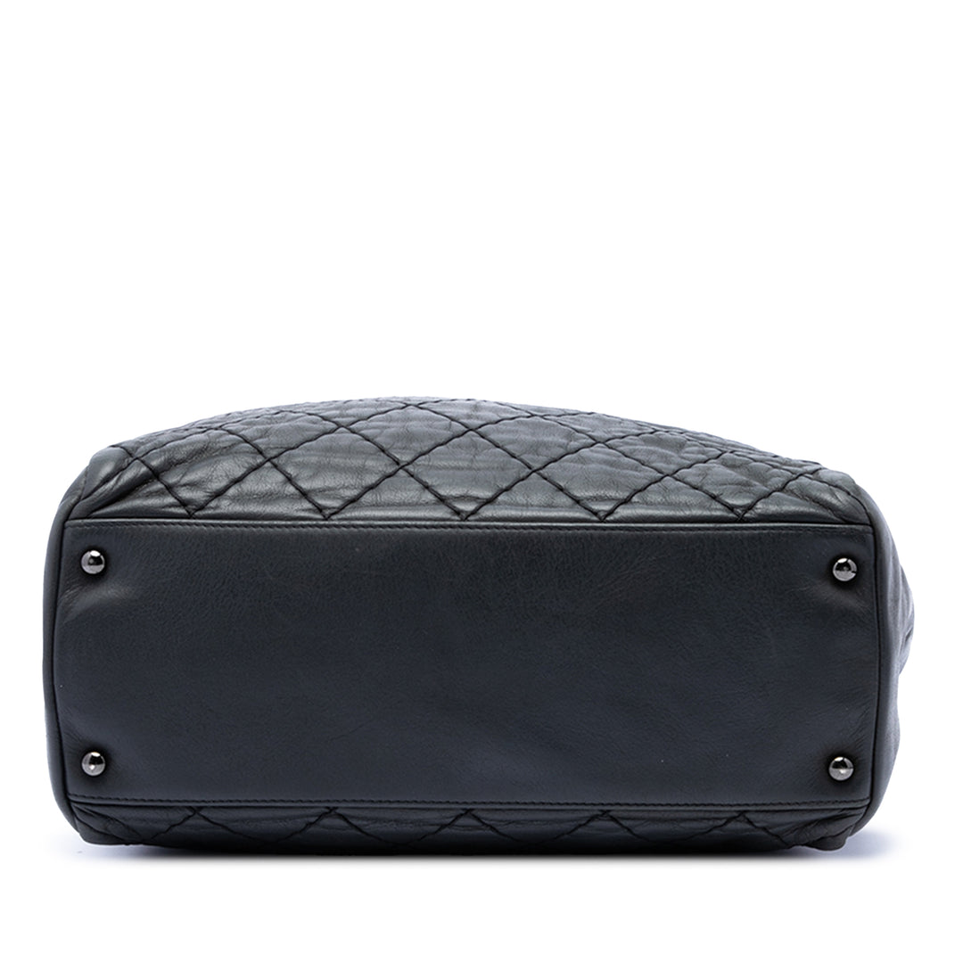 CC Matelassé Wild Stitch Cabas chaîne Cuir d'agneau Noir
