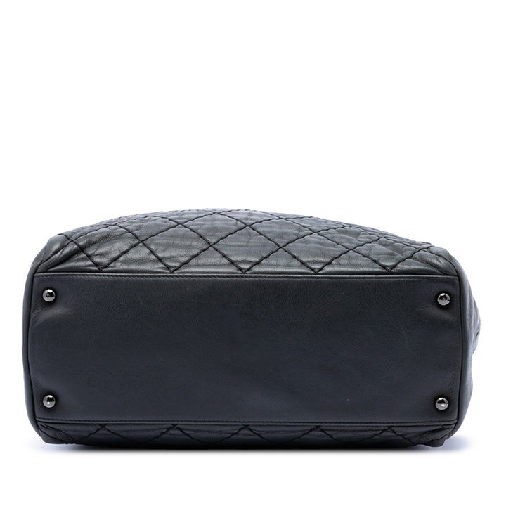 CC Matelassé Wild Stitch Cabas chaîne Cuir d'agneau Noir