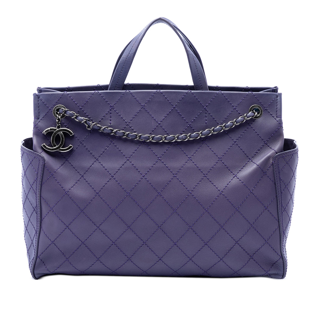 Chanel CC Matelassé Poche Cabas Grand Cuir de veau