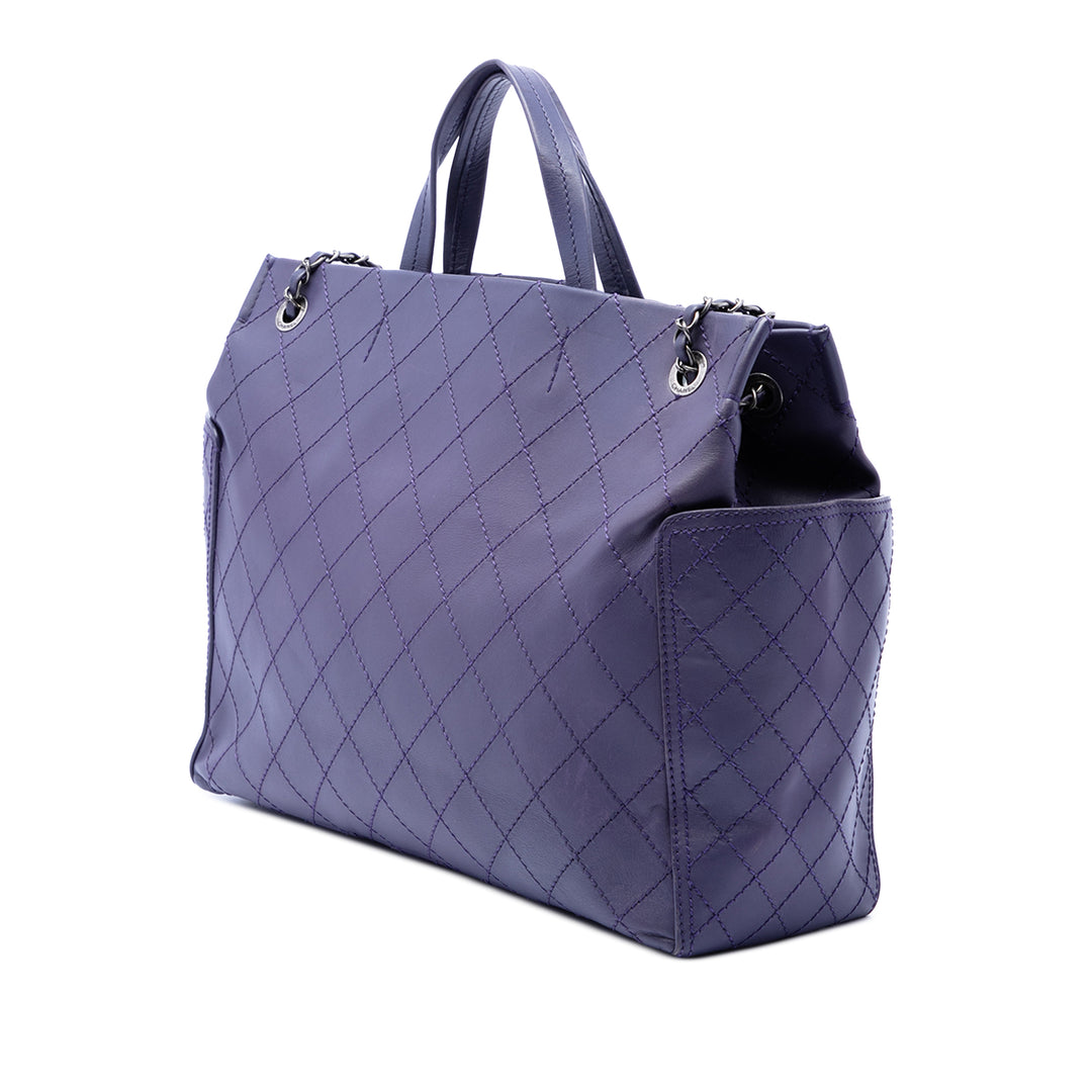 Chanel CC Matelassé Poche Cabas Grand Cuir de veau