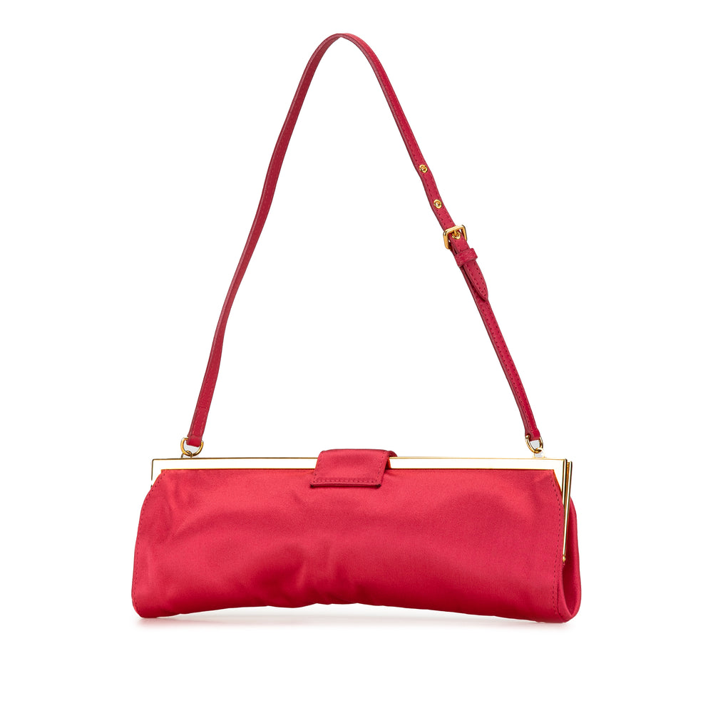 Satin Clutch with Strap Red - Gaby Paris