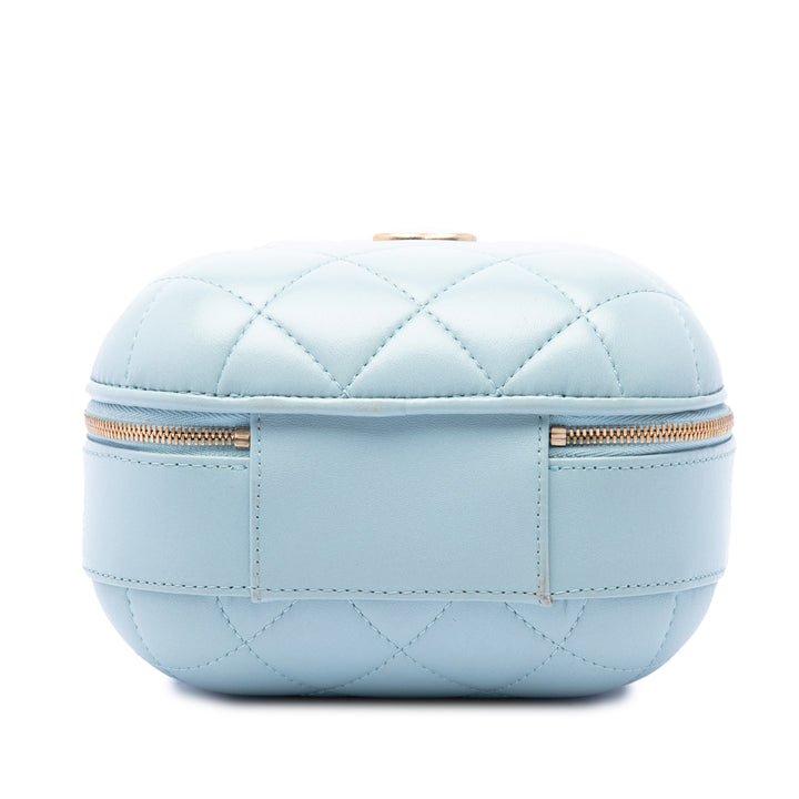 Matelassé CC Bubble Vanity avec chaîne Cuir d'agneau Bleu