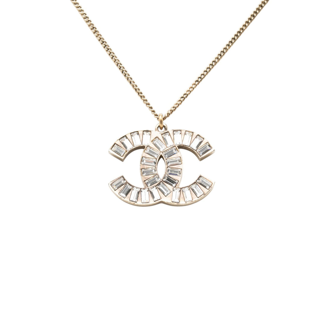 CC Brass et Strass Pendant Collier Doré