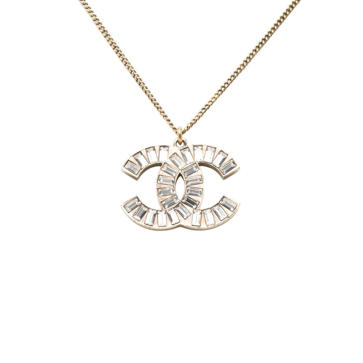 CC Brass et Strass Pendant Collier Doré