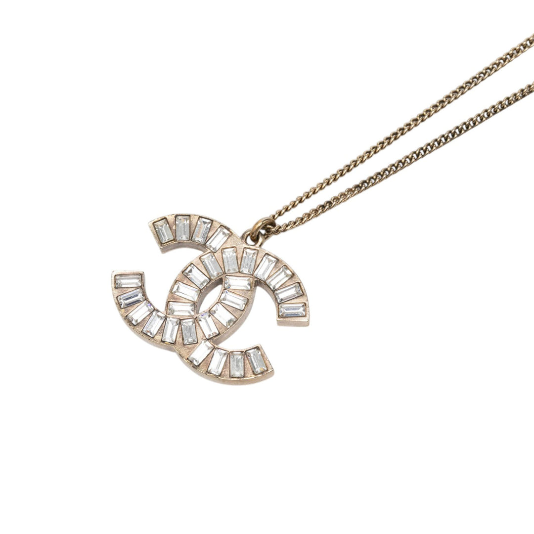 CC Brass et Strass Pendant Collier Doré
