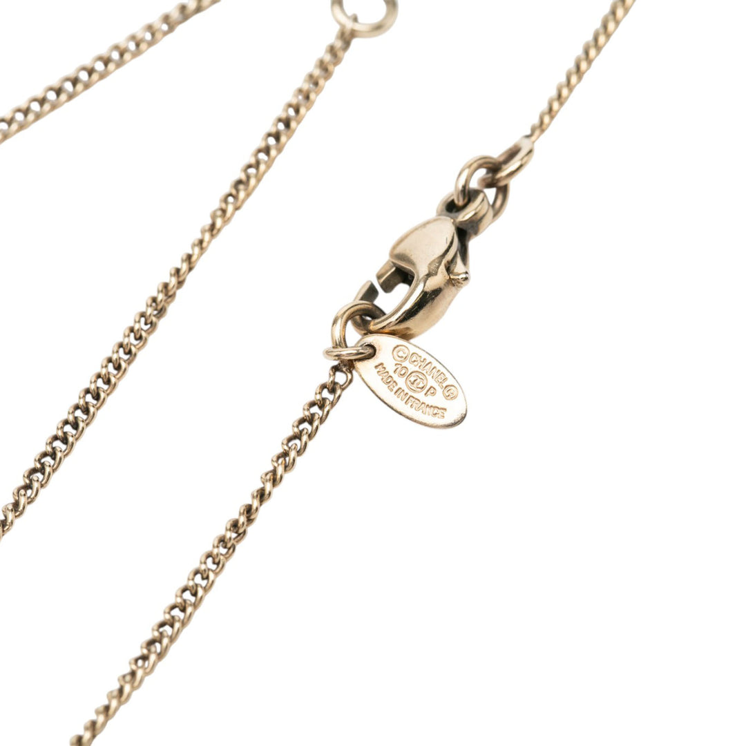 CC Brass et Strass Pendant Collier Doré