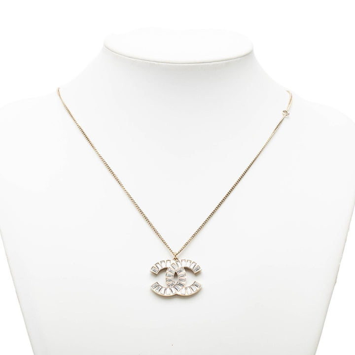 CC Brass et Strass Pendant Collier Doré
