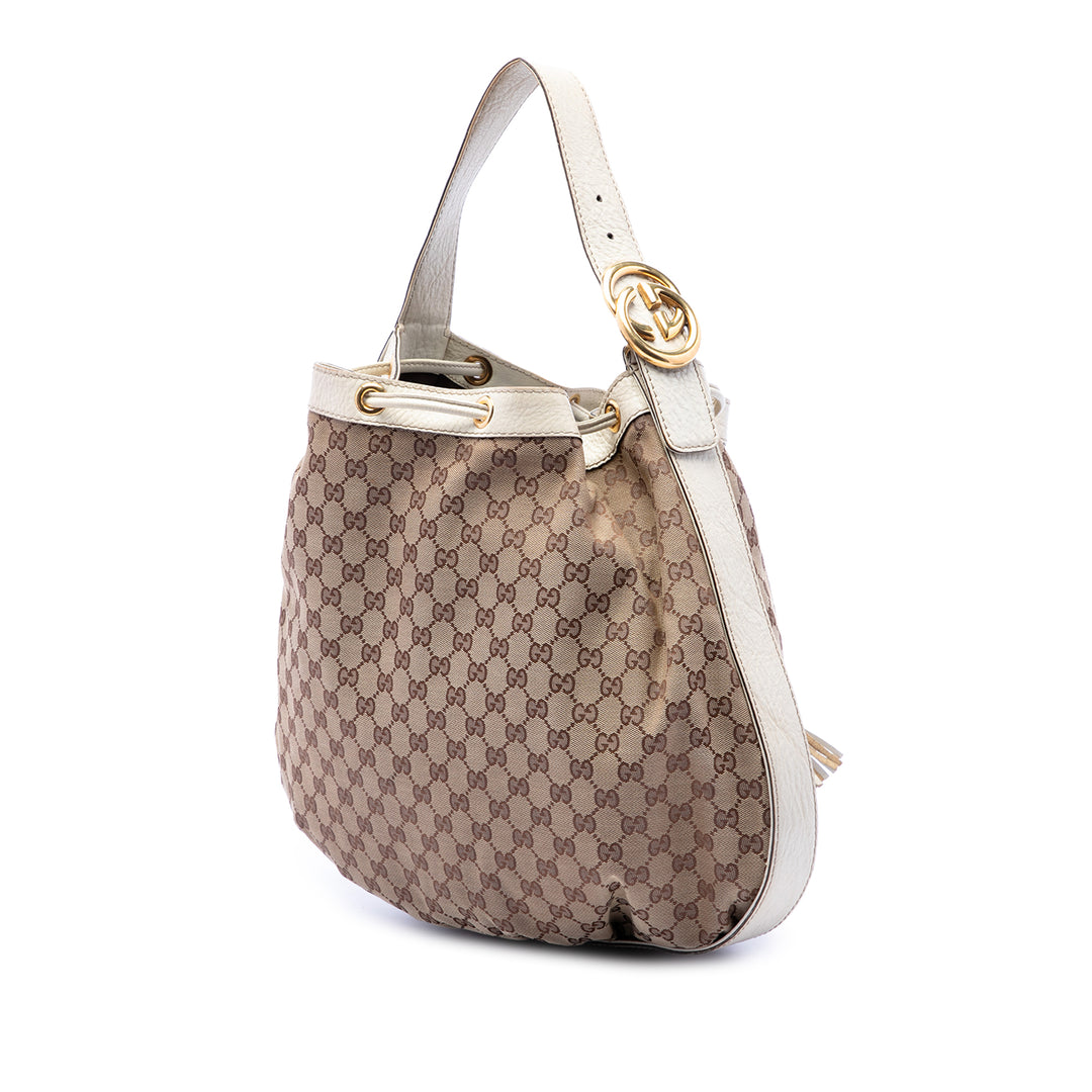 Gucci GG Toile Interlocking Icon Drawstring Hobo