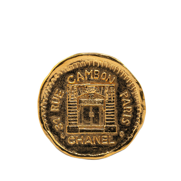 Gold Plated Rue Cambon Medallion Brooch Pin Gold - Gaby Paris