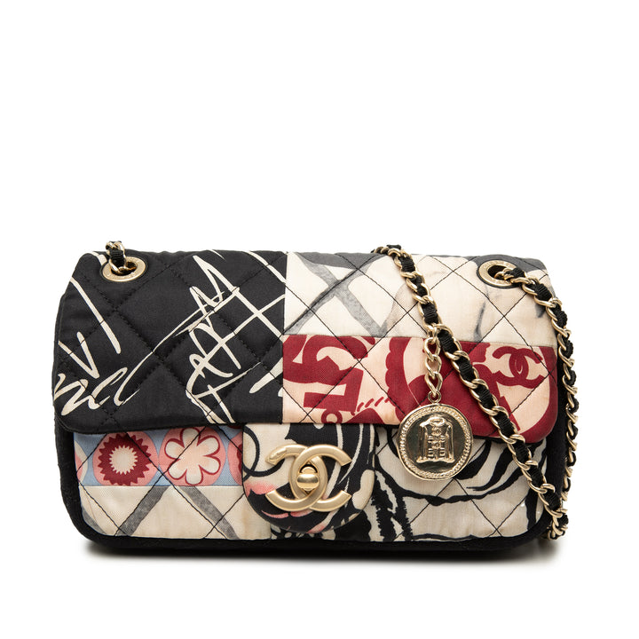 Chanel Mini Rectangular Printed Nylon et Jersey Patchwork Simple rabat