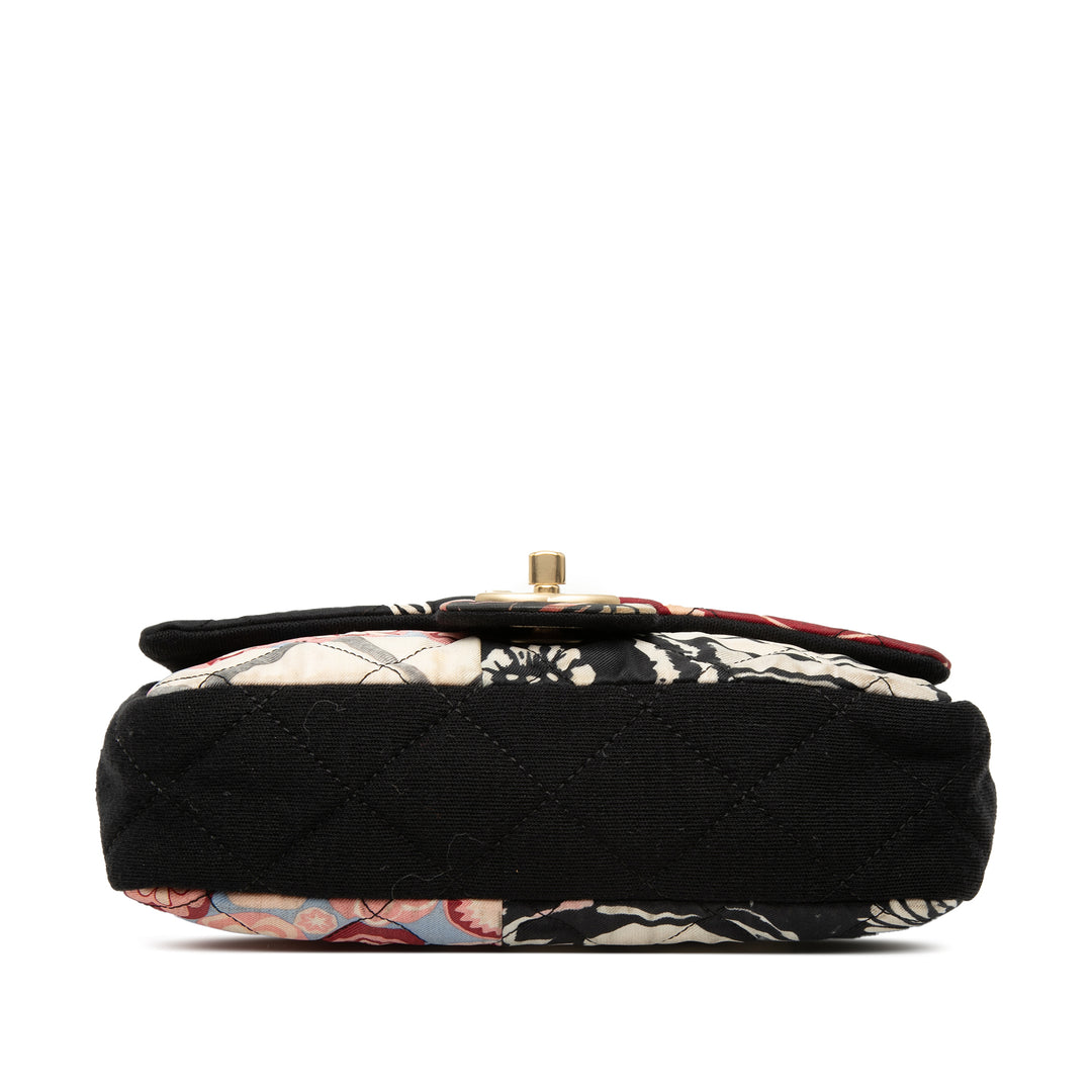 Chanel Mini Rectangular Printed Nylon et Jersey Patchwork Simple rabat