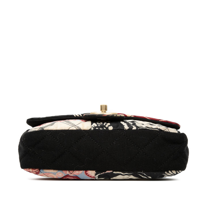 Chanel Mini Rectangular Printed Nylon et Jersey Patchwork Simple rabat