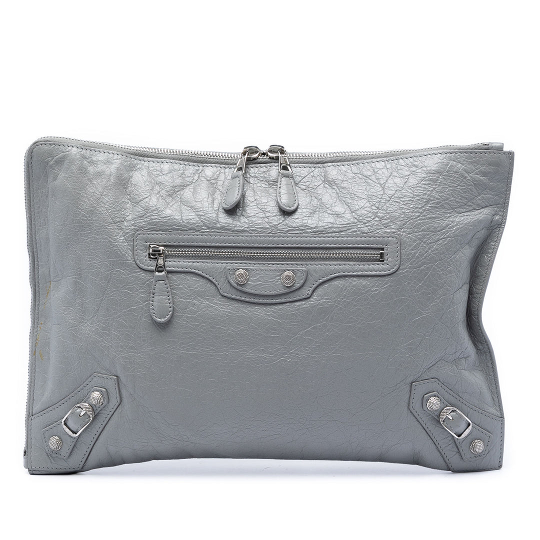Balenciaga Cuir d’agneau Motocross Giant 12 Zip Around Flat Pochette