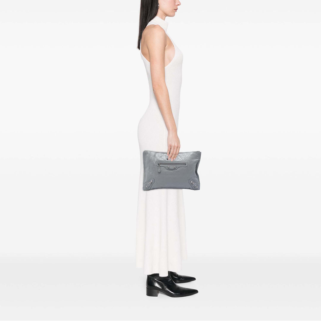 Balenciaga Cuir d’agneau Motocross Giant 12 Zip Around Flat Pochette