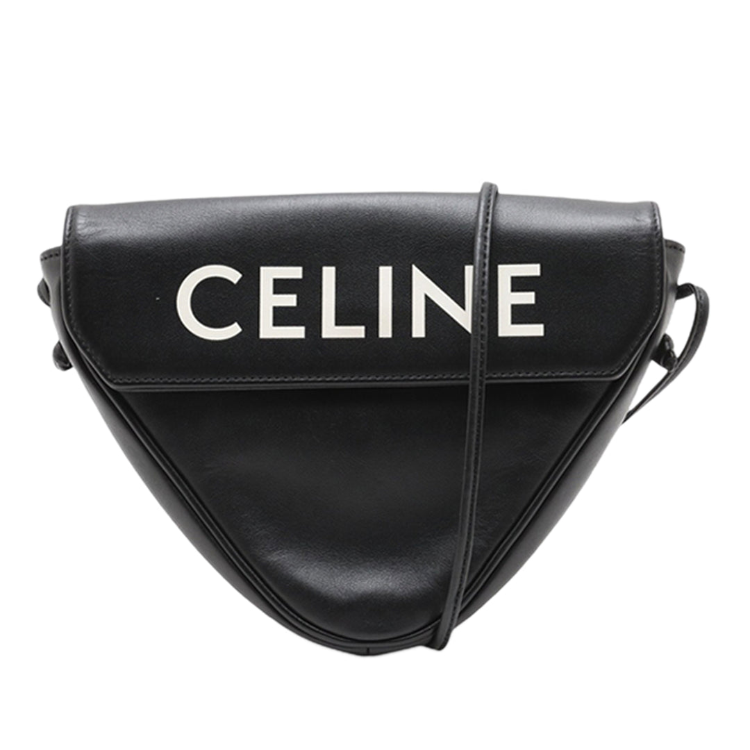 Celine Smooth Cuir de veau Logo Triangle Sac porté croisé