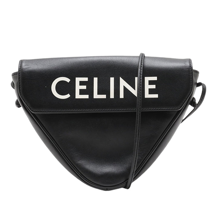 Celine Smooth Cuir de veau Logo Triangle Sac porté croisé