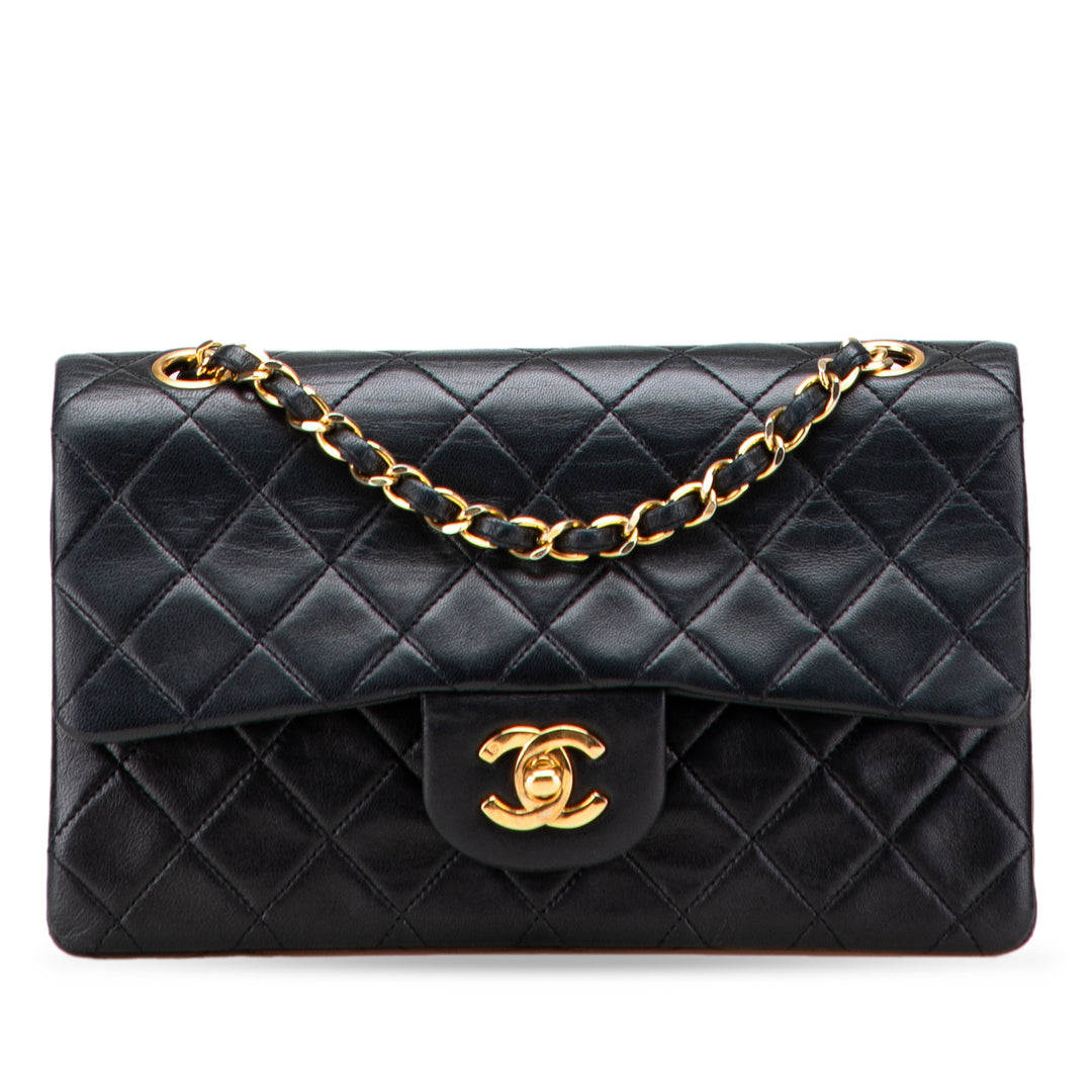 Small Classic Lambskin Double Flap Black - Gaby Paris