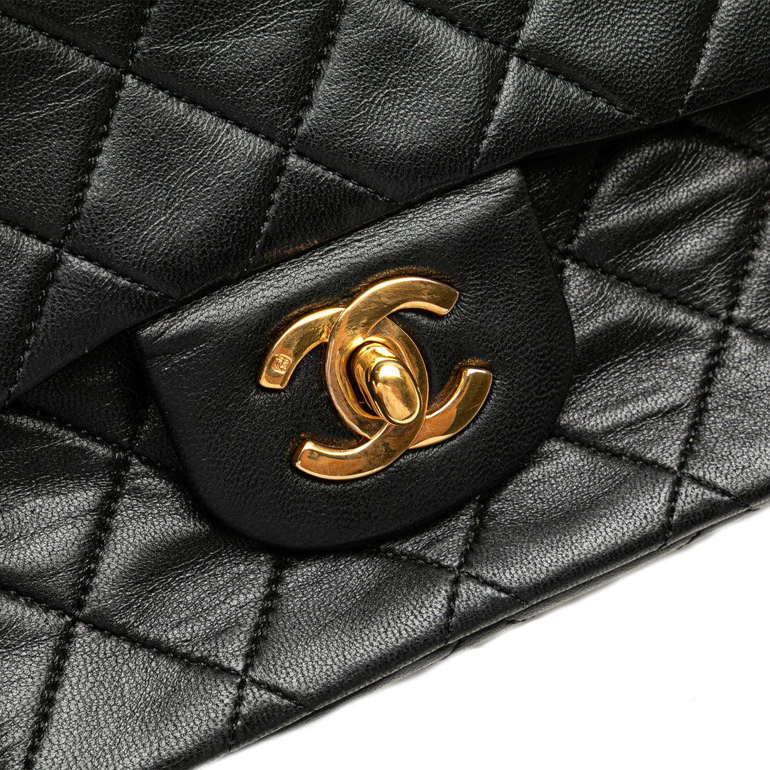 Small Classic Lambskin Double Flap Black - Gaby Paris